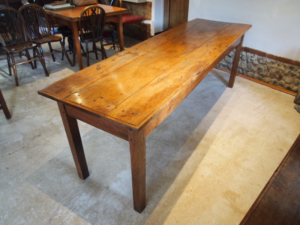 Table rare French Apple wood refectory farmhouse dining seats 10 c1840