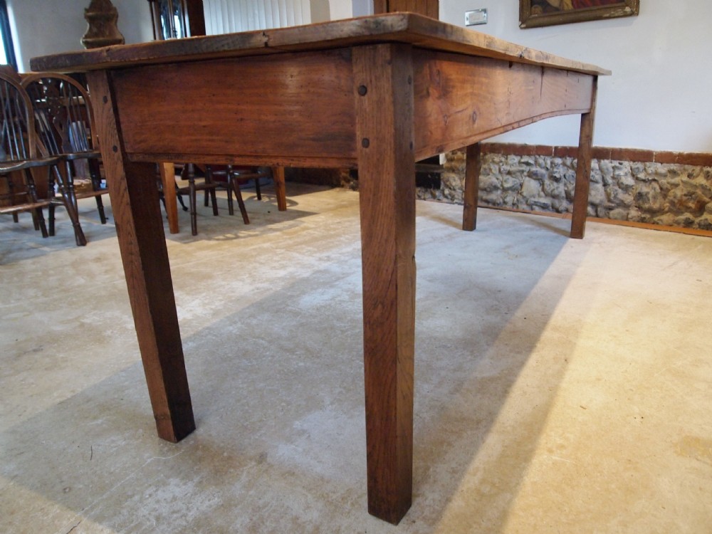 Table rare French Apple wood refectory farmhouse dining seats 10 c1840 View V