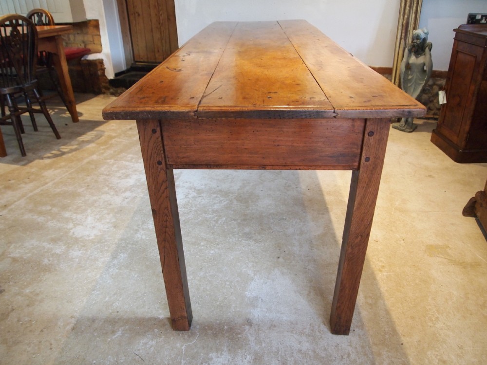 Table rare French Apple wood refectory farmhouse dining seats 10 c1840 View VII