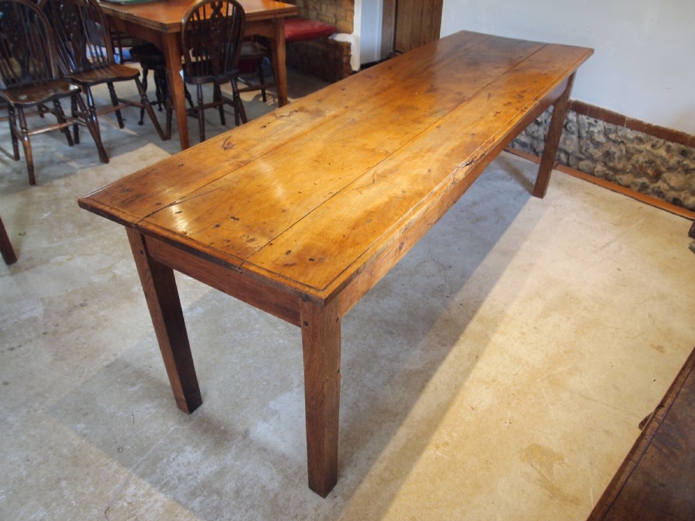 Table rare French Apple wood refectory farmhouse dining seats 10 c1840 View VIII