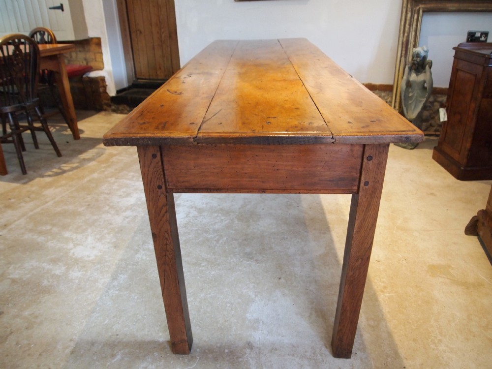 Table rare French Apple wood refectory farmhouse dining seats 10 c1840 View X
