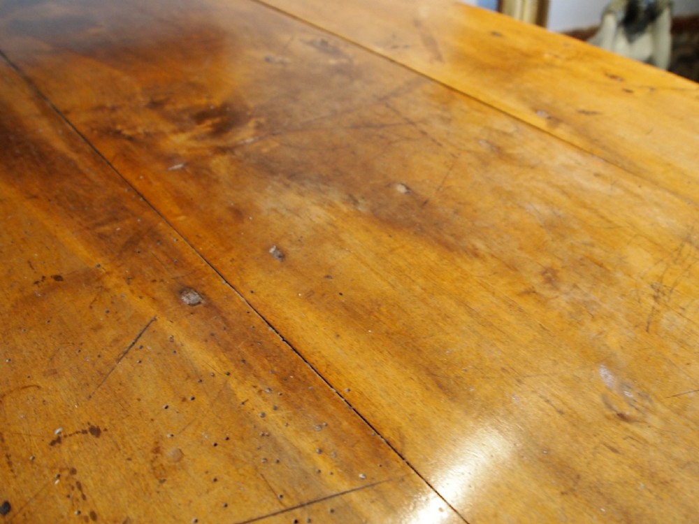 Table rare French Apple wood refectory farmhouse dining seats 10 c1840 View XI