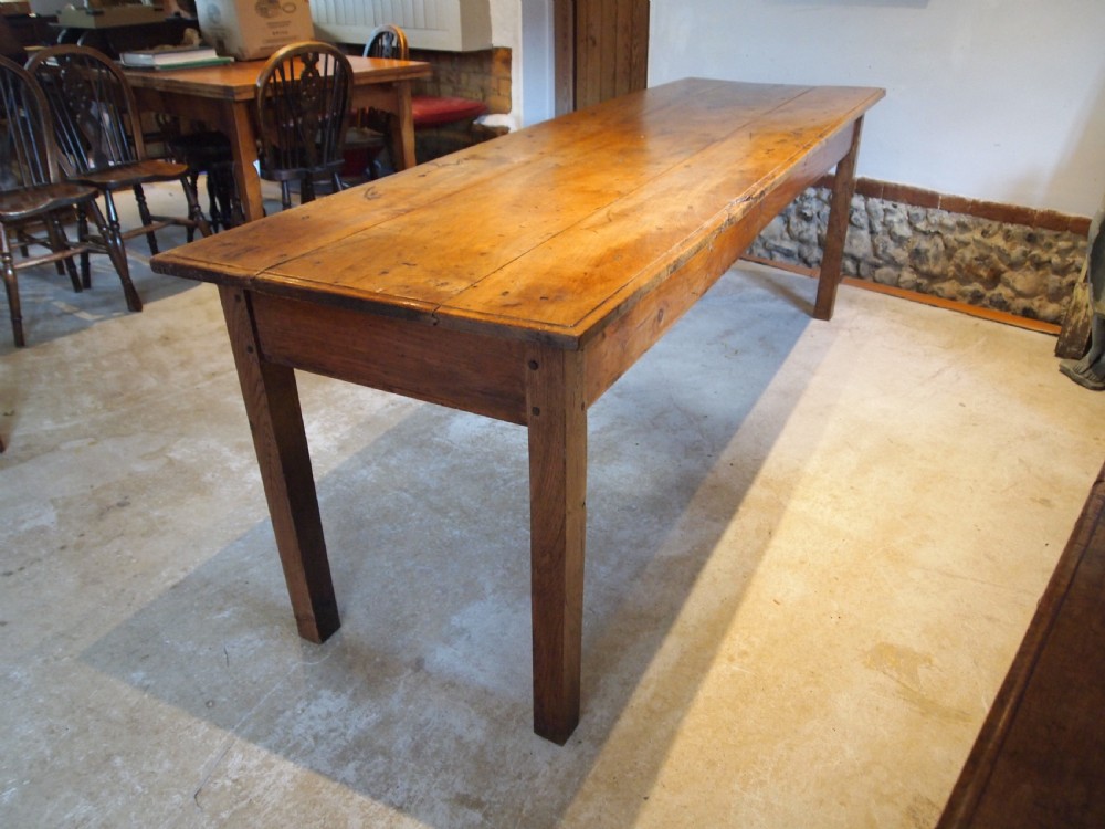 Table rare French Apple wood refectory farmhouse dining seats 10 c1840 View XII