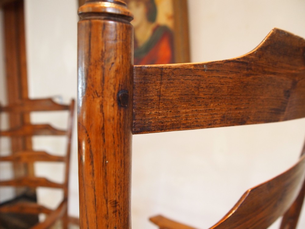Chairs rare pair of Philip Clissett Arts and Crafts ladderback armchairs c1890 View VIII