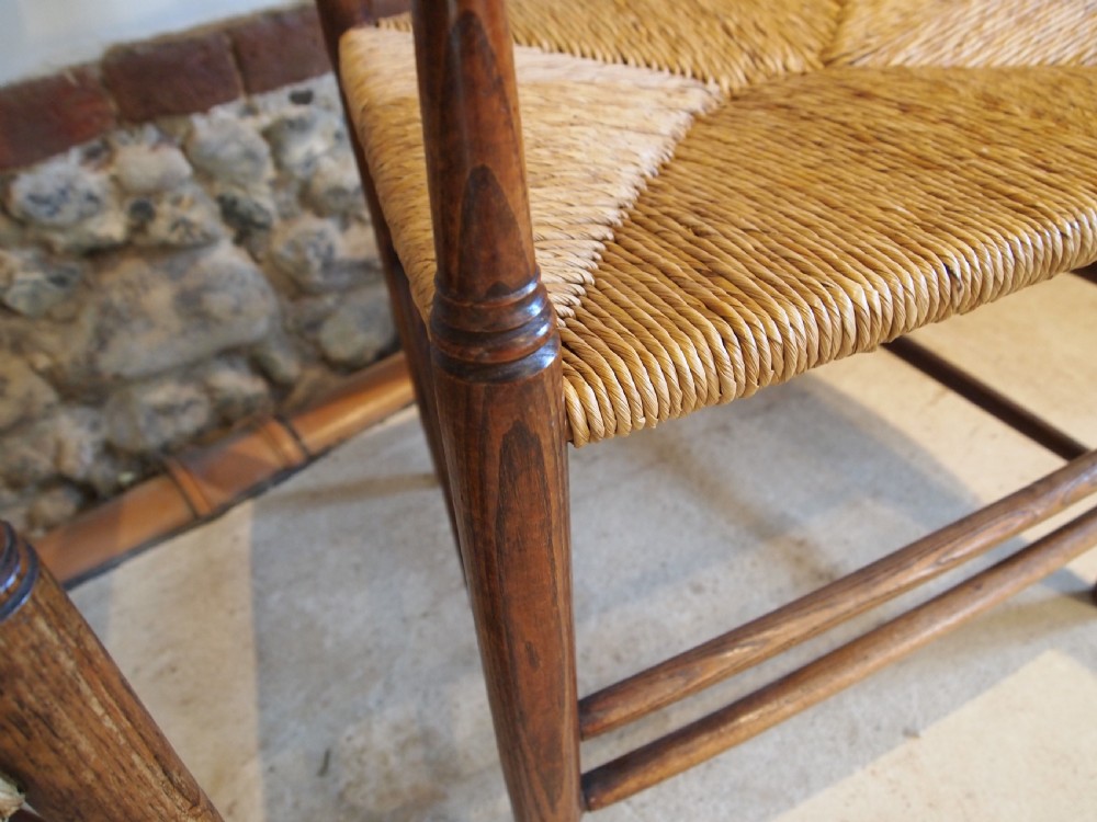 Chairs rare pair of Philip Clissett Arts and Crafts ladderback armchairs c1890 View IX