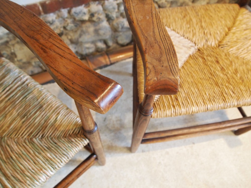 Chairs rare pair of Philip Clissett Arts and Crafts ladderback armchairs c1890 View X