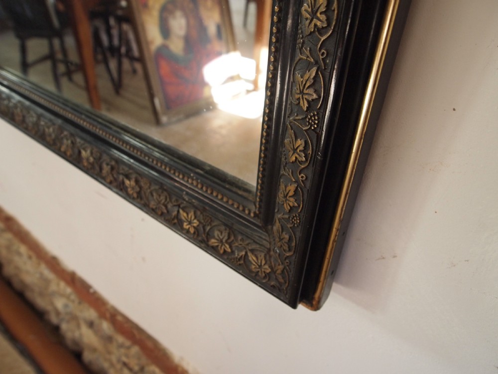 Mirror large Victorian gilded vine ebonised wall original plate c1880 View VII