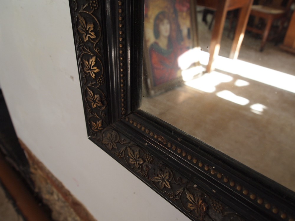 Mirror large Victorian gilded vine ebonised wall original plate c1880 View VIII