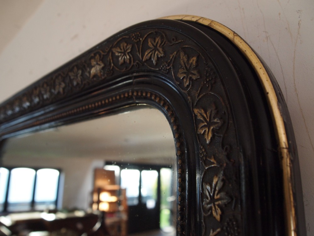 Mirror large Victorian gilded vine ebonised wall original plate c1880 View IX