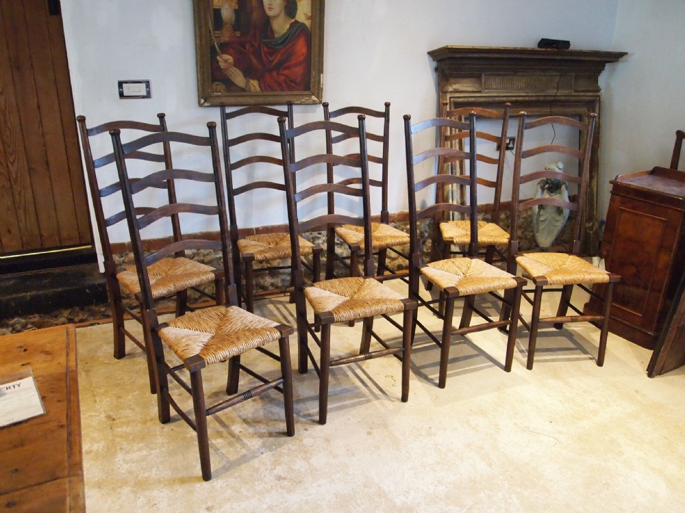 Chairs wonderful set of 8 Libertys Arts and Crafts William Birch c1910