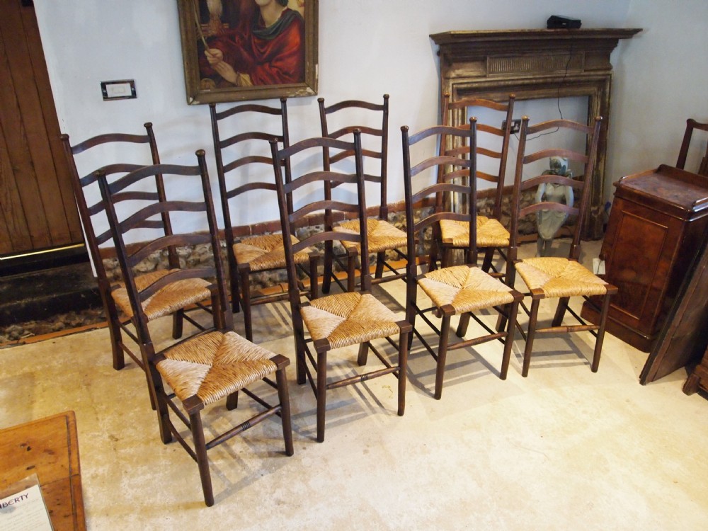 Chairs wonderful set of 8 Libertys Arts and Crafts William Birch c1910 View III