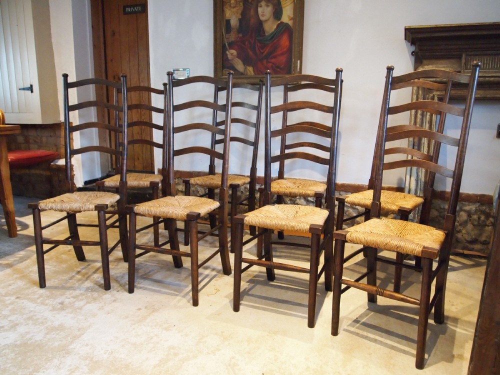 Chairs wonderful set of 8 Libertys Arts and Crafts William Birch c1910 View VII