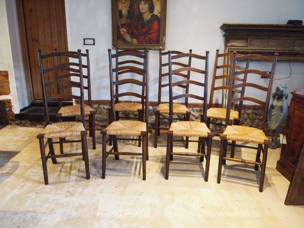 Chairs wonderful set of 8 Libertys Arts and Crafts William Birch c1910 View VIII
