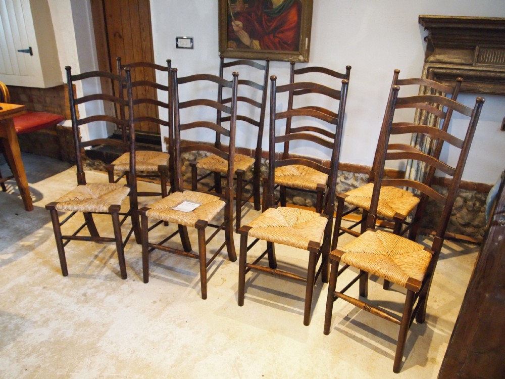 Chairs wonderful set of 8 Libertys Arts and Crafts William Birch c1910 View X