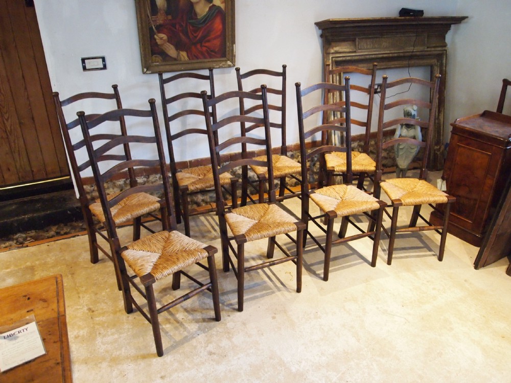 Chairs wonderful set of 8 Libertys Arts and Crafts William Birch c1910 View XIII