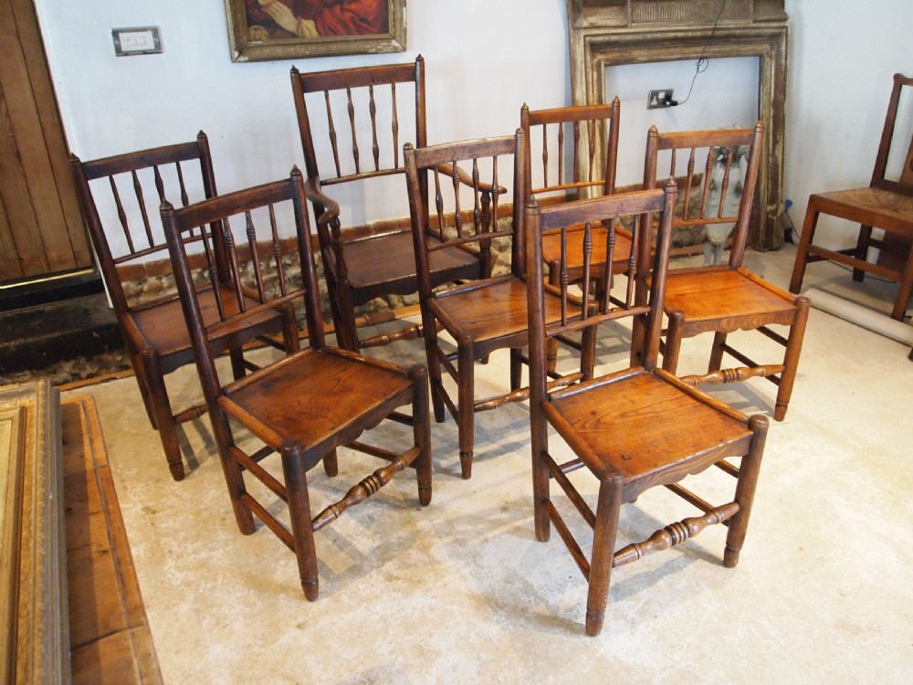 Chairs set of 7 George III Elm country dining c1800