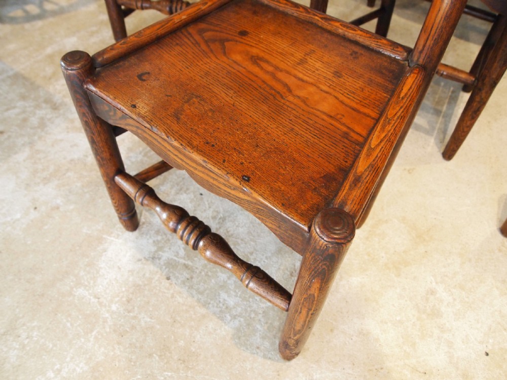 Chairs set of 7 George III Elm country dining c1800 View II
