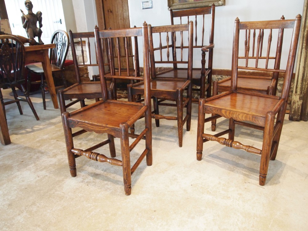 Chairs set of 7 George III Elm country dining c1800 View III