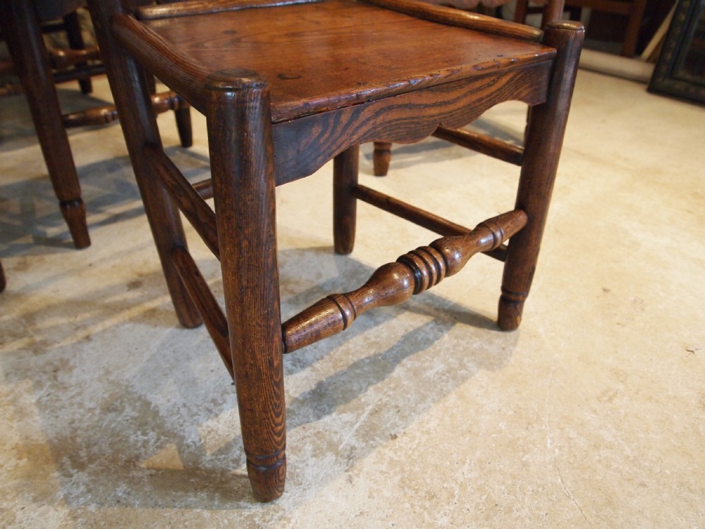Chairs set of 7 George III Elm country dining c1800 View V