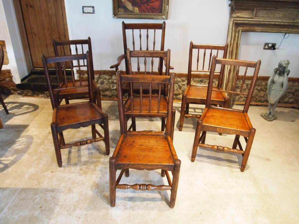 Chairs set of 7 George III Elm country dining c1800 View VII