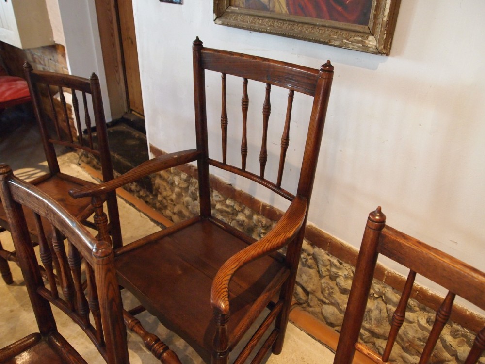 Chairs set of 7 George III Elm country dining c1800 View VIII