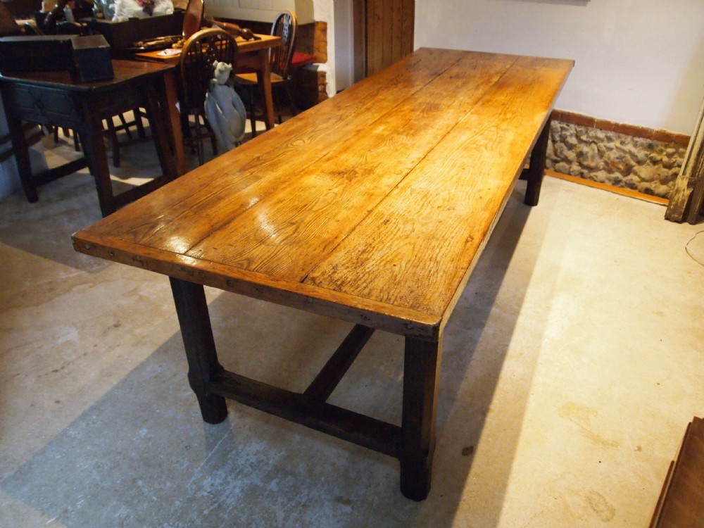 Table magnificent rare George III Ash refectory farmhouse dining c1800