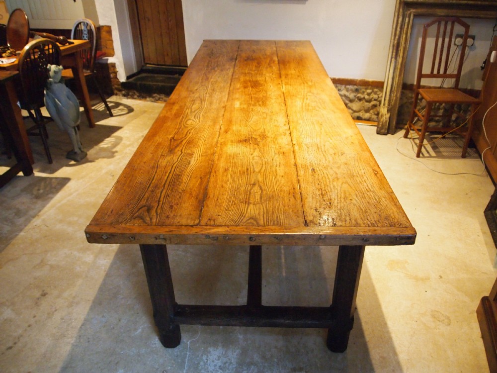 Table magnificent rare George III Ash refectory farmhouse dining c1800 View III