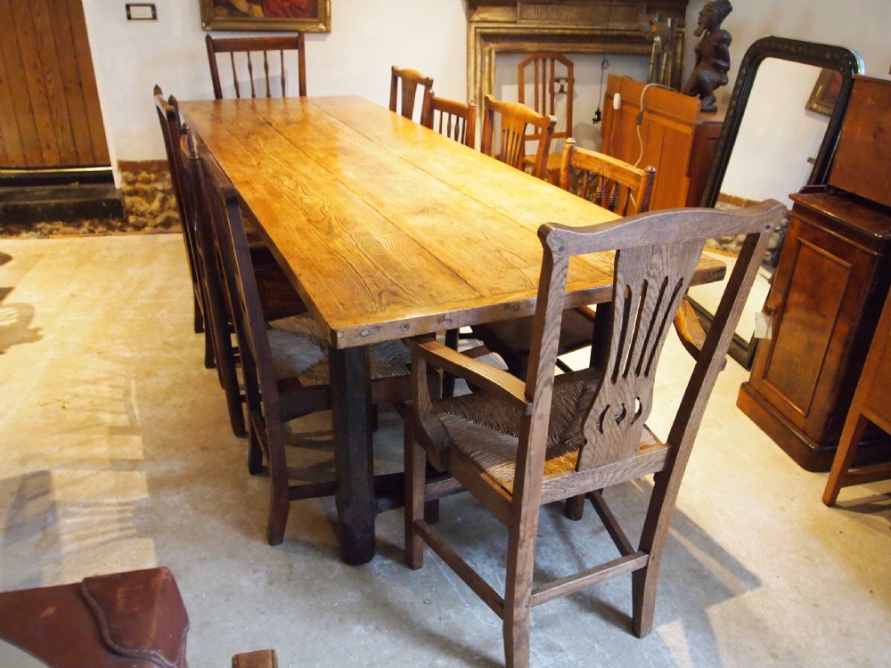 Table magnificent rare George III Ash refectory farmhouse dining c1800 View IV