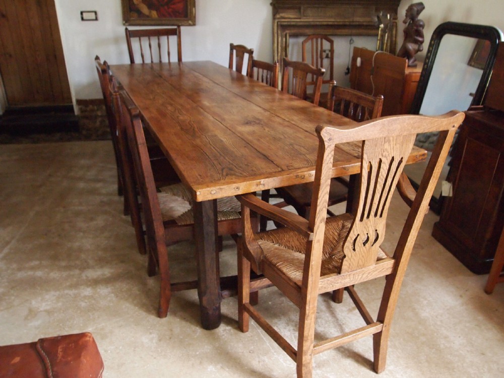 Table magnificent rare George III Ash refectory farmhouse dining c1800 View V