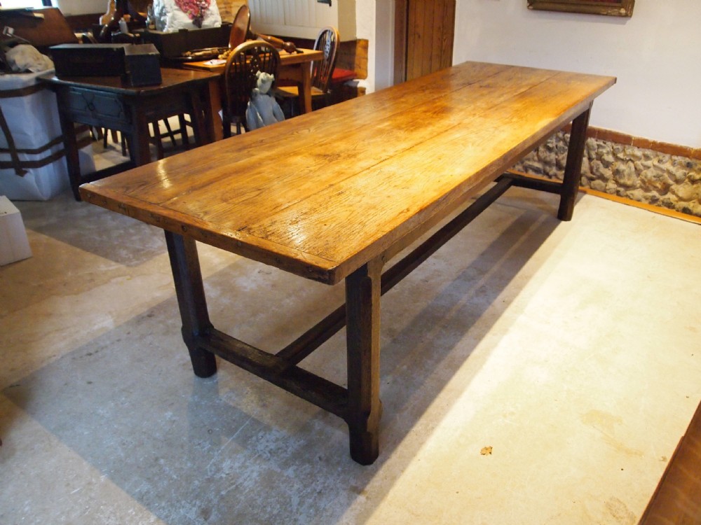 Table magnificent rare George III Ash refectory farmhouse dining c1800 View VIII
