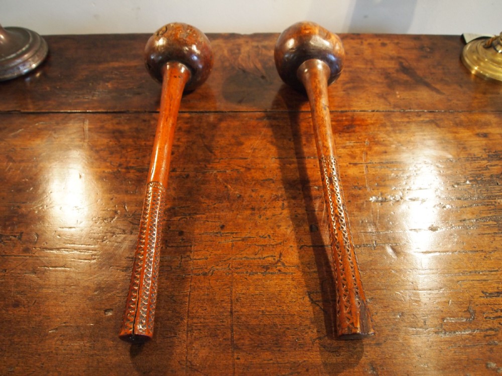 Tribal near pair Fijian war clubs I Ula Drisia c1880 View II