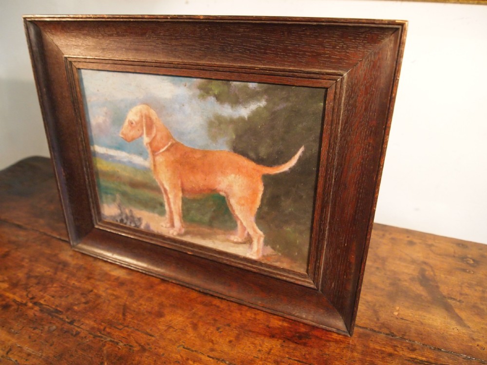 Portrait naive primitive folk art Bedlington Terrier dog dated 1909 View VI