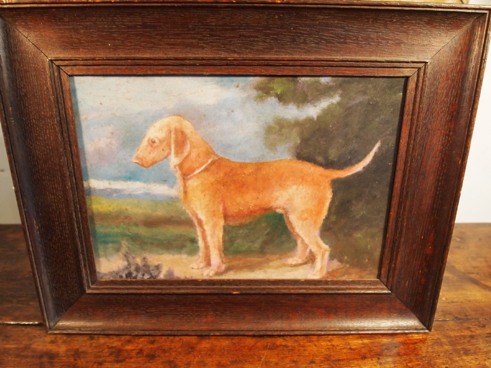 Portrait naive primitive folk art Bedlington Terrier dog dated 1909 View VII