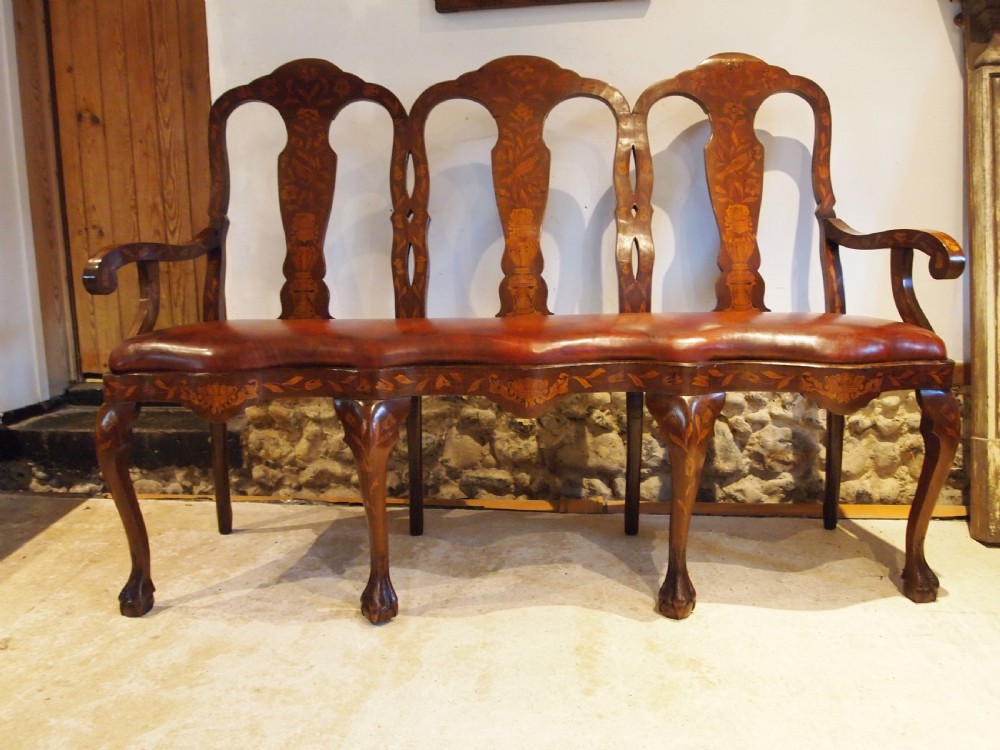 Settee sofa bench stunning Walnut inlaid Dutch c1880 View IV