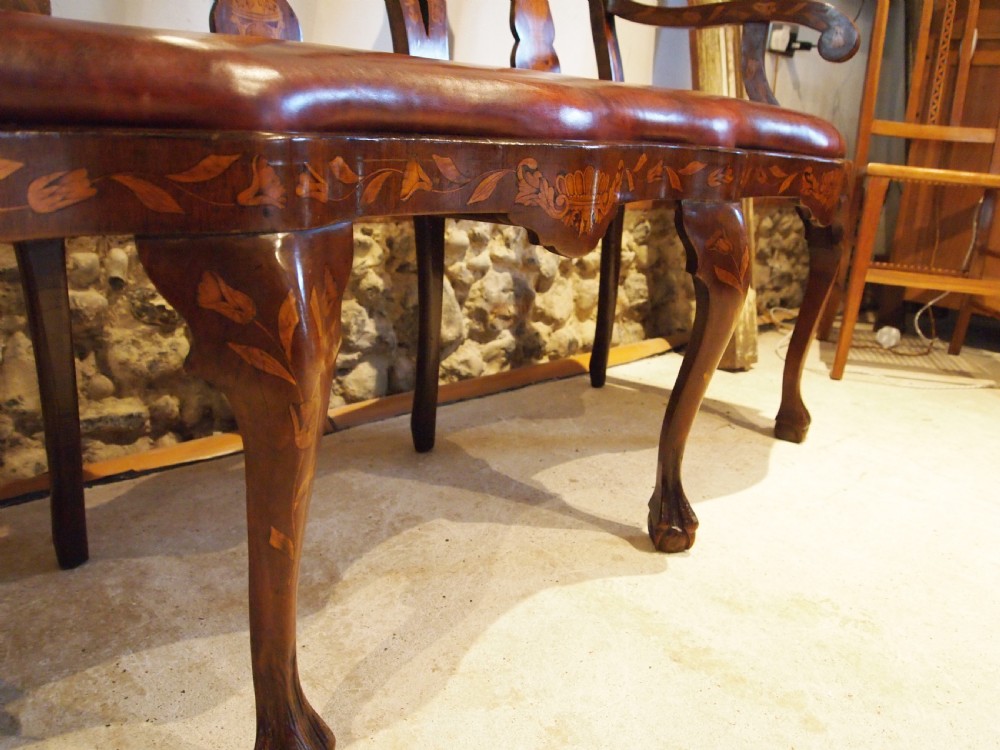 Settee sofa bench stunning Walnut inlaid Dutch c1880 View XII