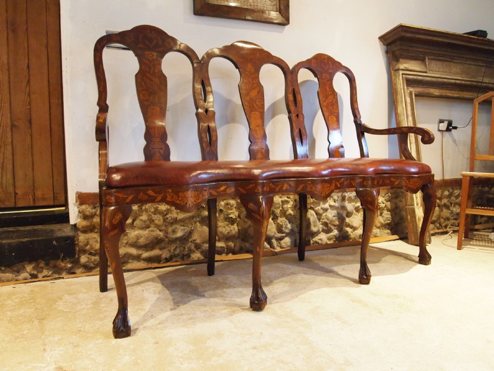 Settee sofa bench stunning Walnut inlaid Dutch c1880 View XV
