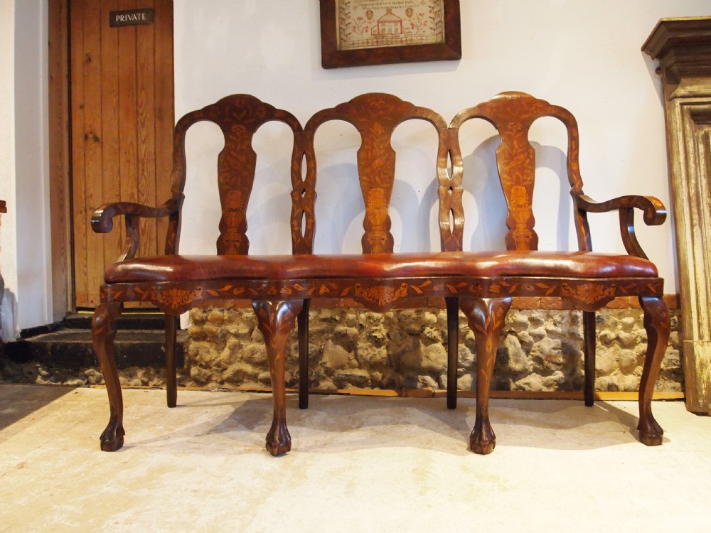 Settee sofa bench stunning Walnut inlaid Dutch c1880 View XVI