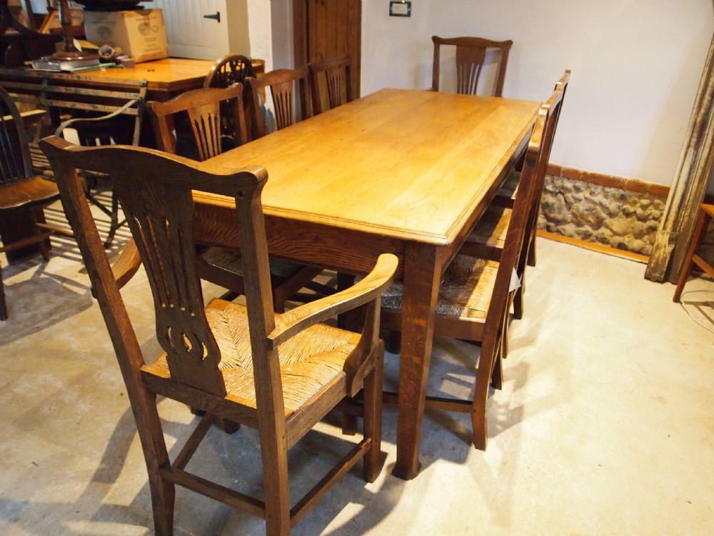 Table refectory farmhouse dining Edwardian Oak c1900 View IV