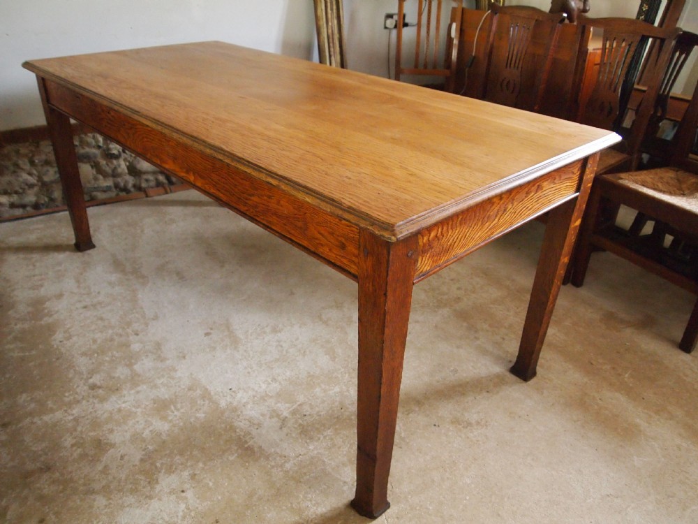 Table refectory farmhouse dining Edwardian Oak c1900 View VIII
