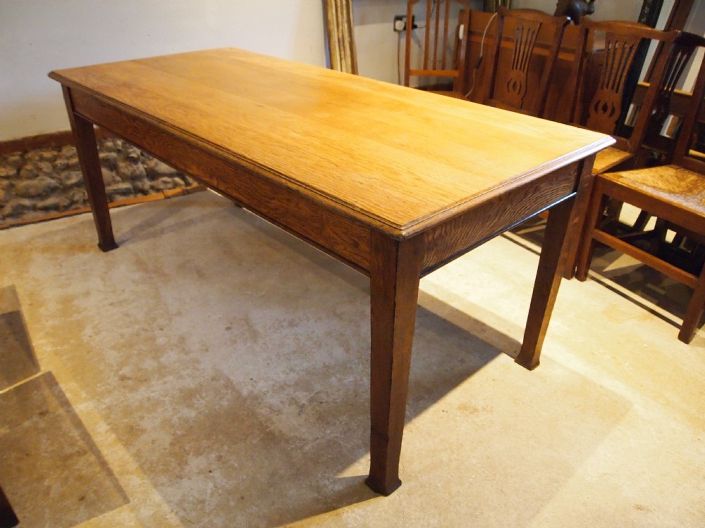 Table refectory farmhouse dining Edwardian Oak c1900 View XI