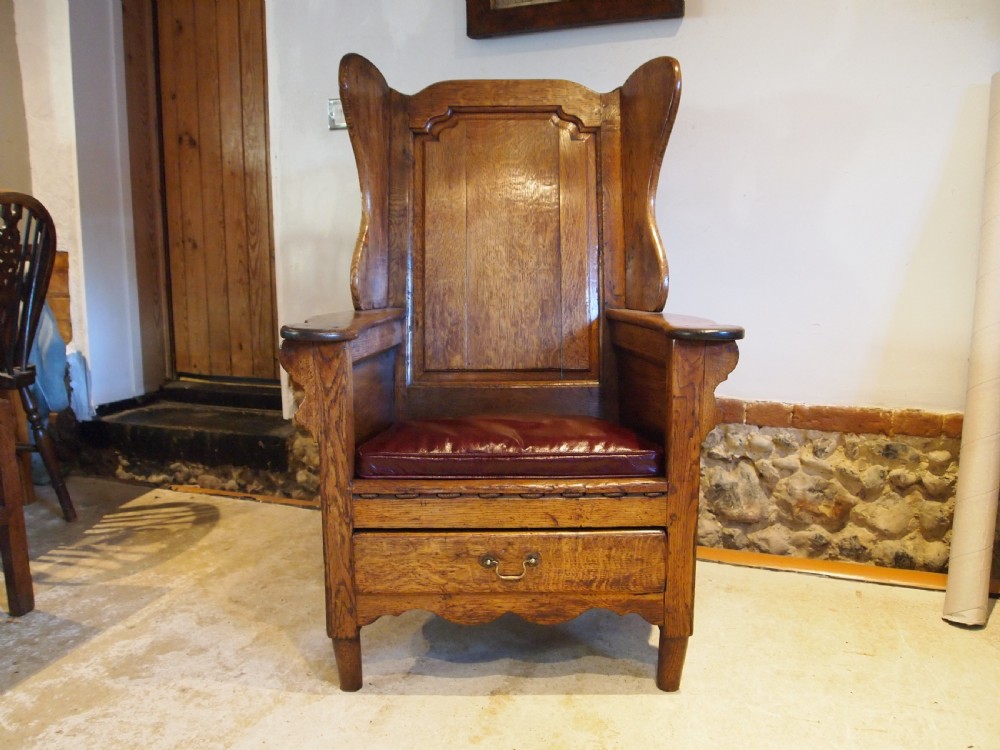 Chair outstanding George II Oak lambing chair c1760