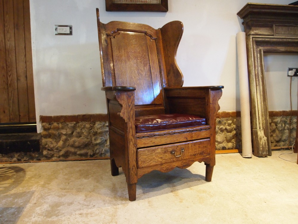 Chair outstanding George II Oak lambing chair c1760 View II