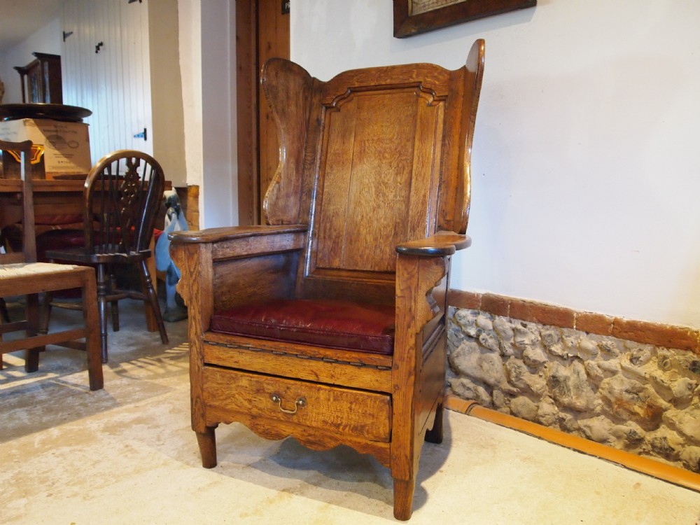 Chair outstanding George II Oak lambing chair c1760 View VI