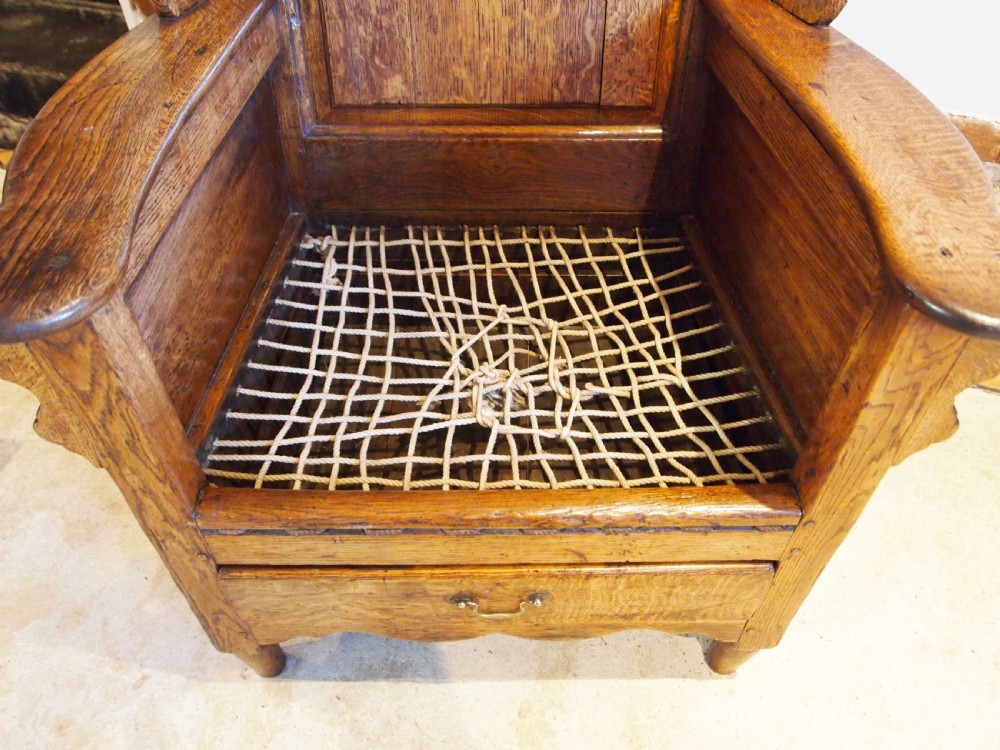 Chair outstanding George II Oak lambing chair c1760 View X