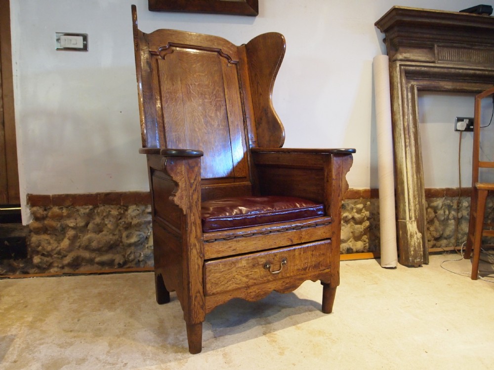 Chair outstanding George II Oak lambing chair c1760 View XII
