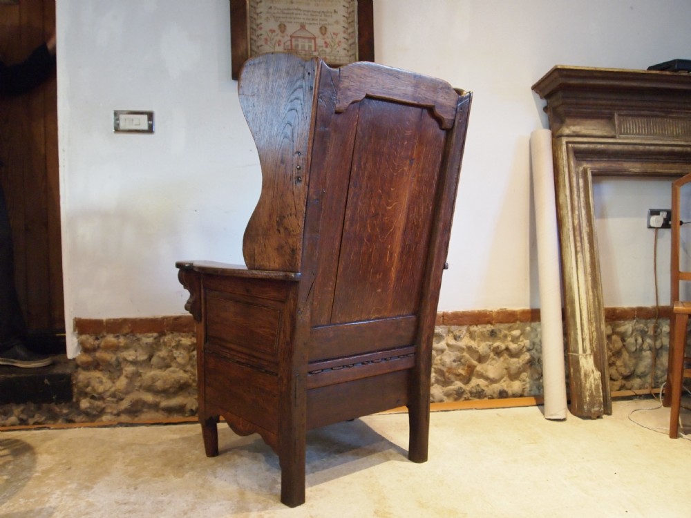 Chair outstanding George II Oak lambing chair c1760 View XIII