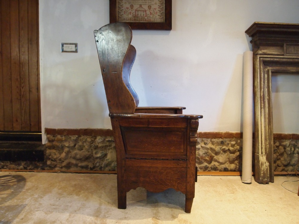 Chair outstanding George II Oak lambing chair c1760 View XIV