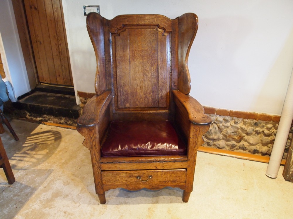 Chair outstanding George II Oak lambing chair c1760 View XXI