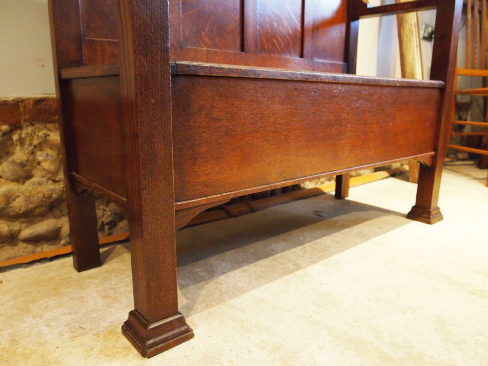 Bench settle rare Arts and Crafts Oak hall box c1900 View VII