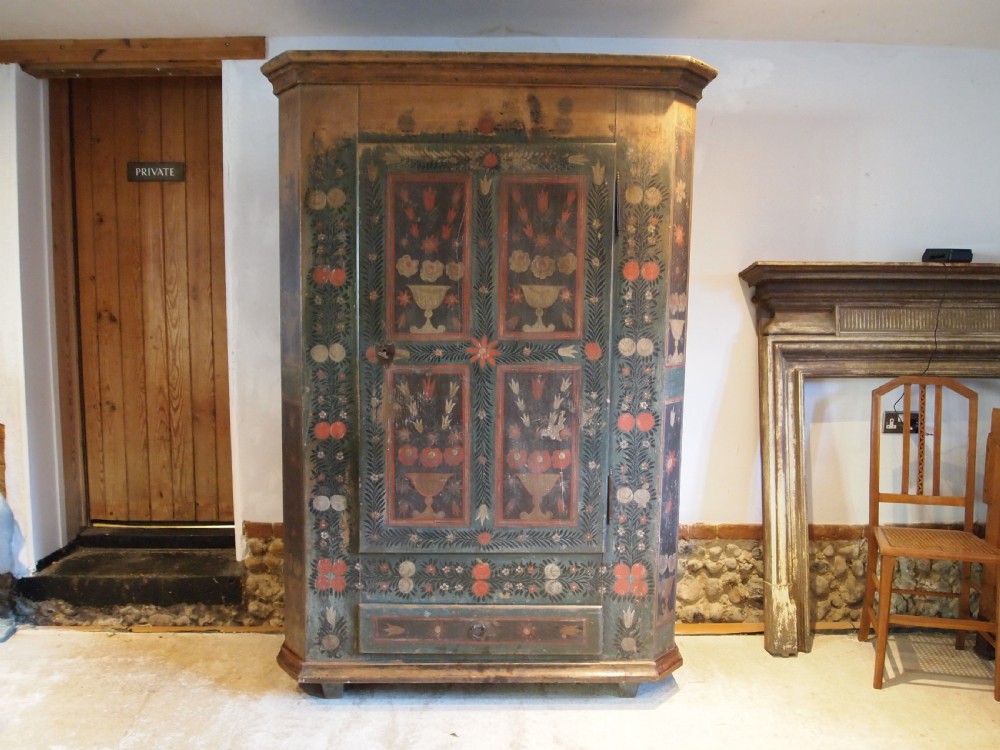 Cupboard pantry or wardrobe European large original paint c1850 View II